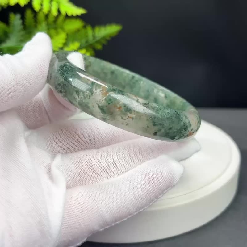 精品 绿色幻影幽灵水晶手镯 62+MM 冰透异象绿石英手环 福满好运 - 手链/手环 - 水晶 绿色
