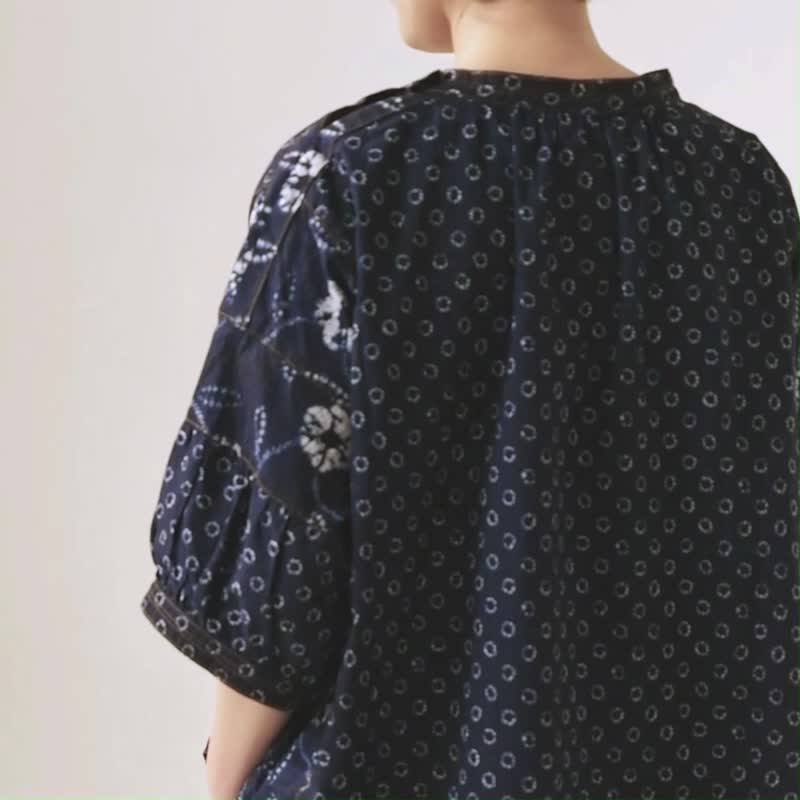 只给自己穿的那件 | 柔染花卉棉 | 花田漫步宽版上衣• 小雏菊 - 女装上衣 - 棉 蓝色