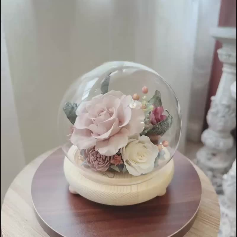 午茶时光 玻璃罩。奶茶色系 永生花玻璃灯罩 - 植栽/盆栽 - 水晶 卡其色