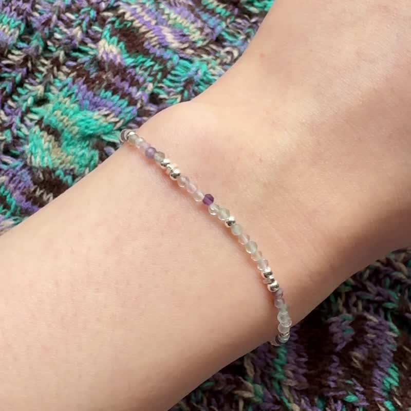 Found.Myth  安定情绪 天然彩萤石手链925纯银 可碰水 - 手链/手环 - 纯银 银色